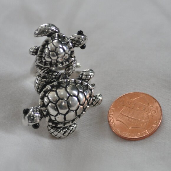 HUGE Sterling Silver Adjustable Turtle Statement Ring .5 oz - Picture 2 of 4